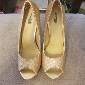 Gold glitter heels